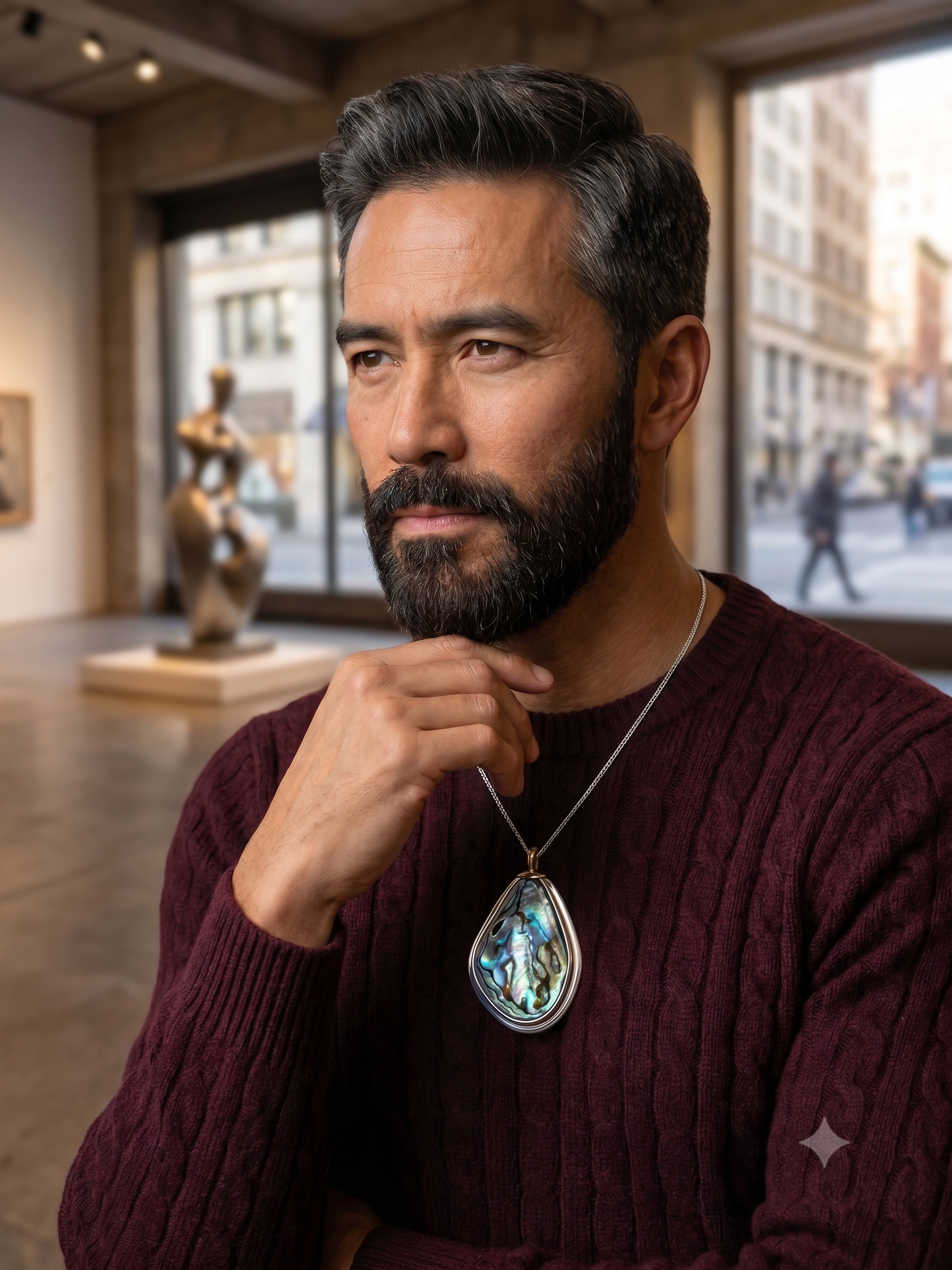 Abalone Teardrop Pendant — Handcrafted Resin & Shell | PHOS Exclusive