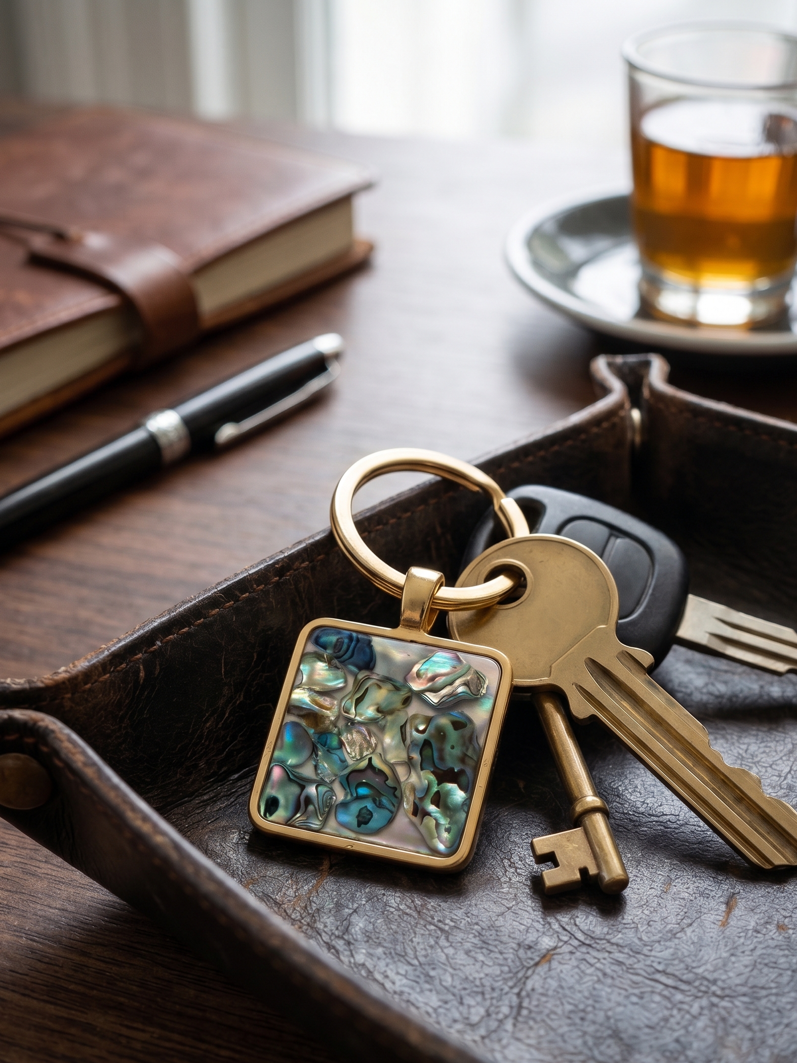 Abalone Resin Keychain — Rose Gold Hardware | PHOS Exclusive